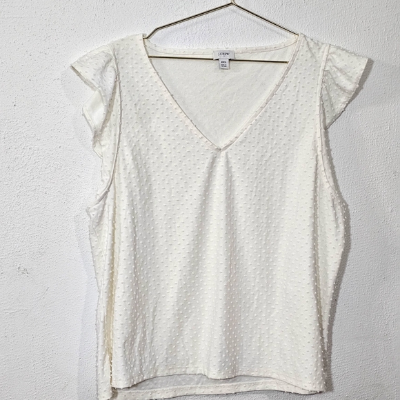 J. Crew Factory Cream Textured V-Neck Blouse - Picture 9 of 10